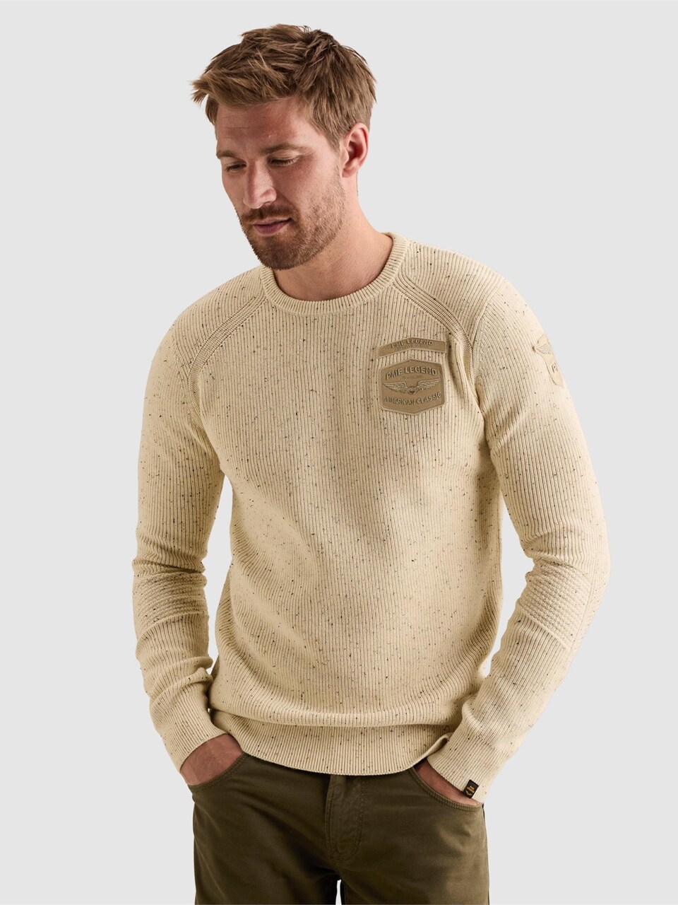 Tröja 'Pullover in a cotton blend with badges'
