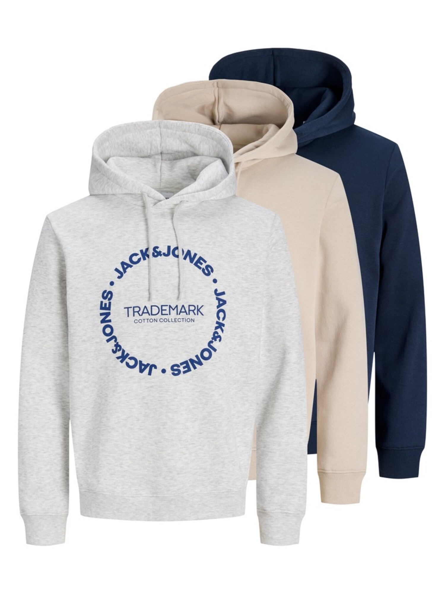 JACK & JONES Bluză de molton JJBENSON bej / bleumarin / negru / alb amestacat