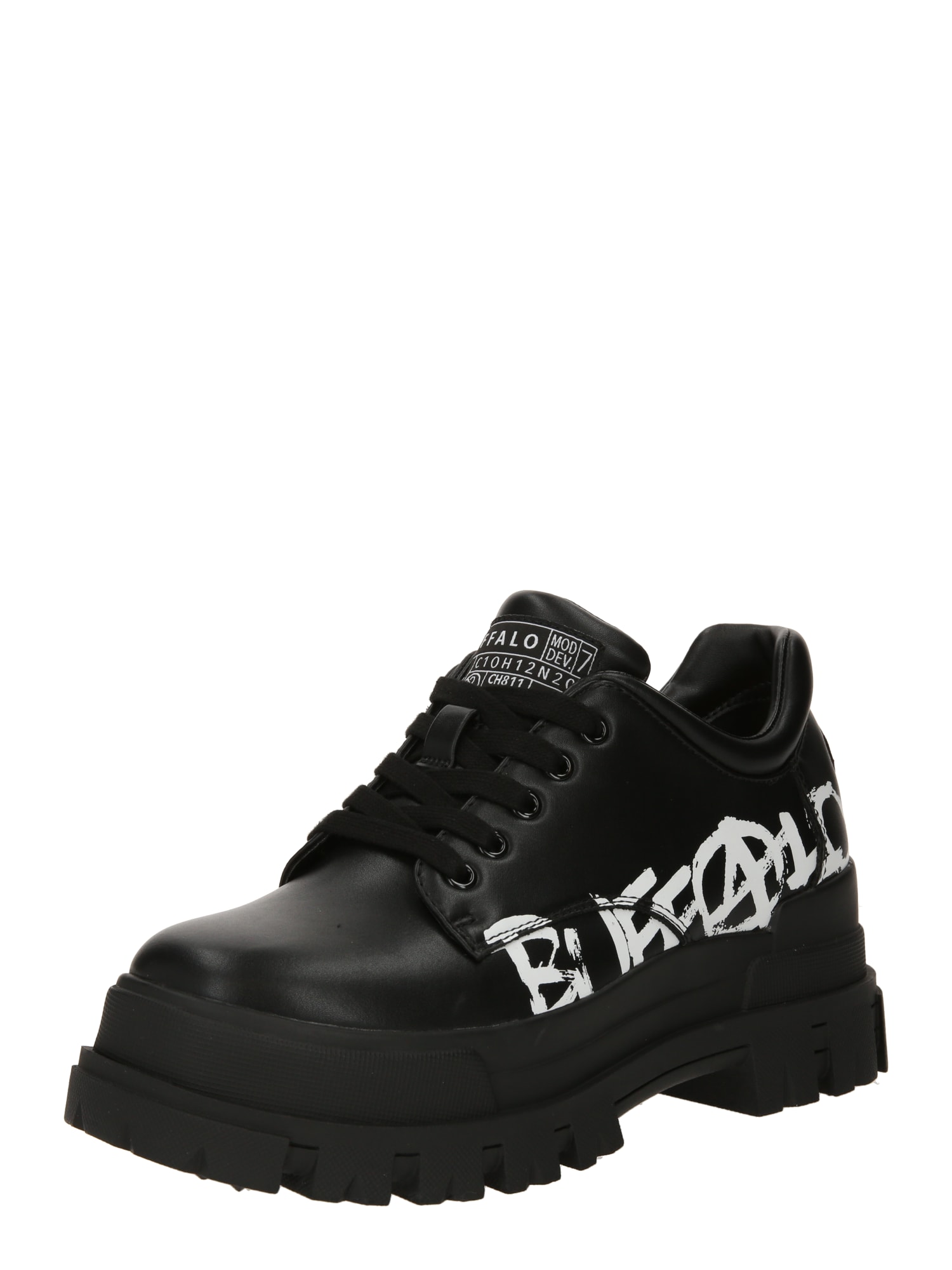 BUFFALO Обувки с връзки 'ASPHA'  черно / бяло