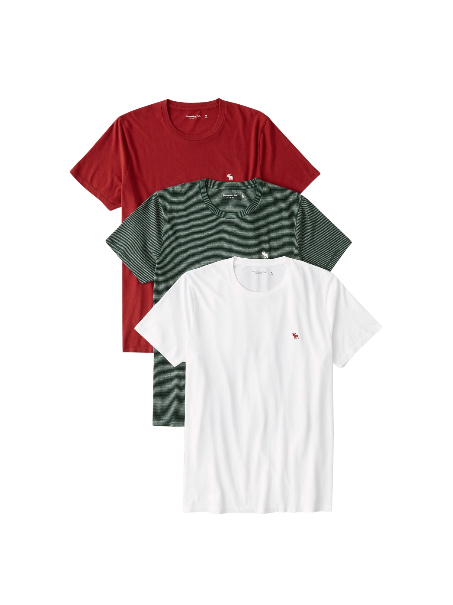 Abercrombie & Fitch Marškinėliai 'HOLIDAY'  žalia / balta / raudona
