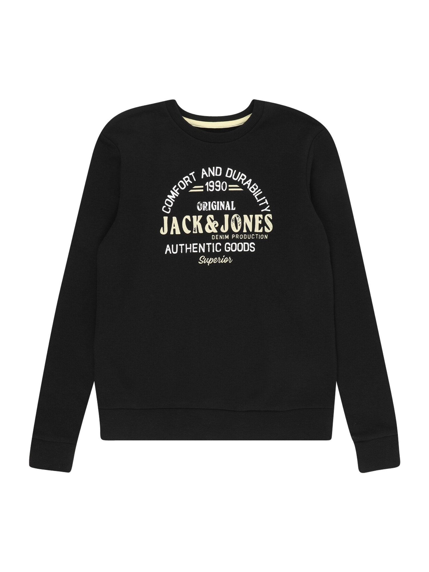 Jack & Jones Junior Mikina 'JJMINDS'  pastelovo žltá / čierna / biela