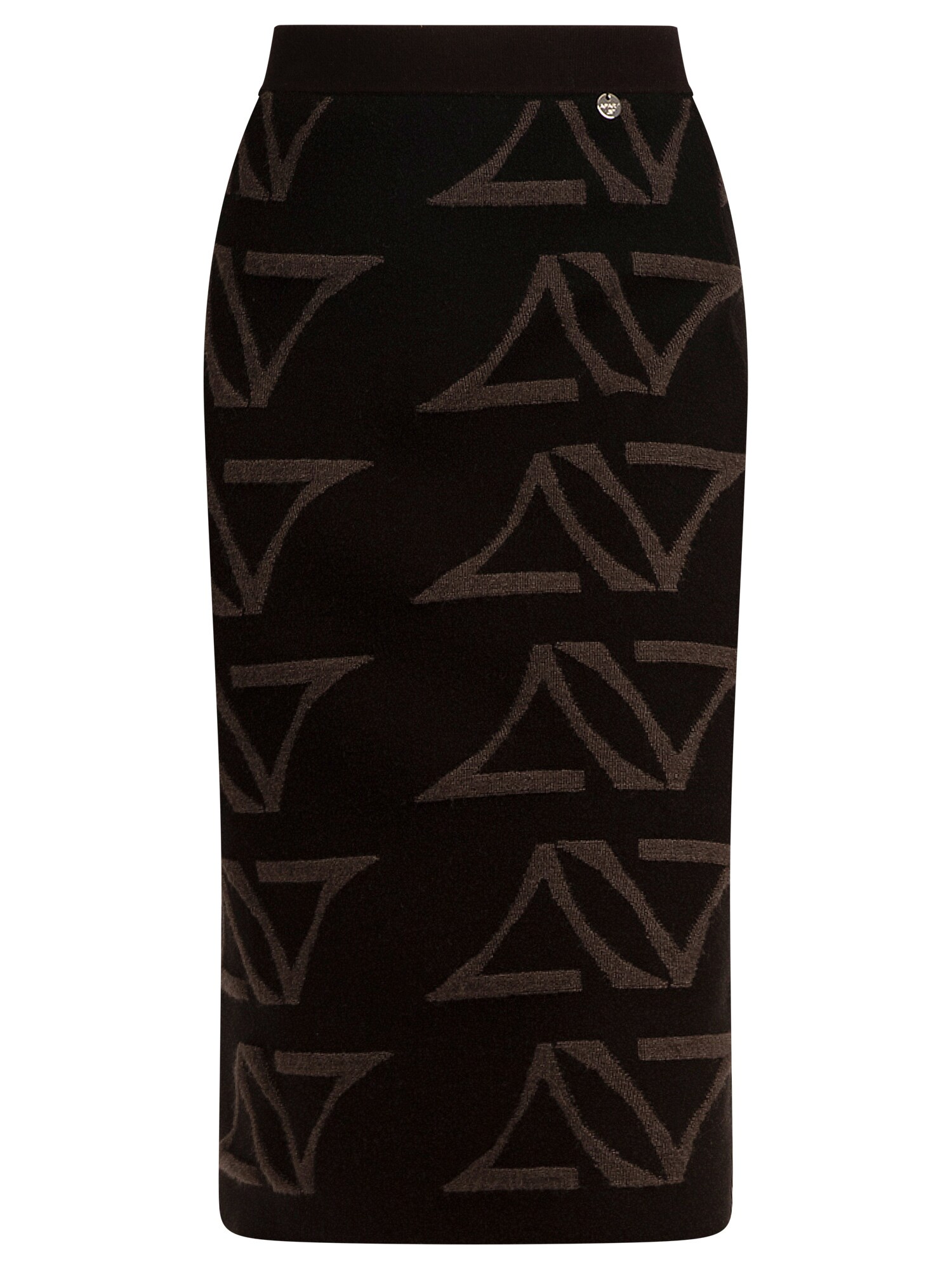 APART Stickrock aus soften Viskose- Mischung mit Kaschmir und allover eingestricktem 3D Apart Logo schwarz