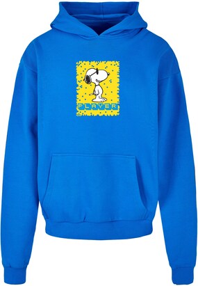 Merchcode Sweatshirt ‘Peanuts – Player’ Kobaltblauw / Geel