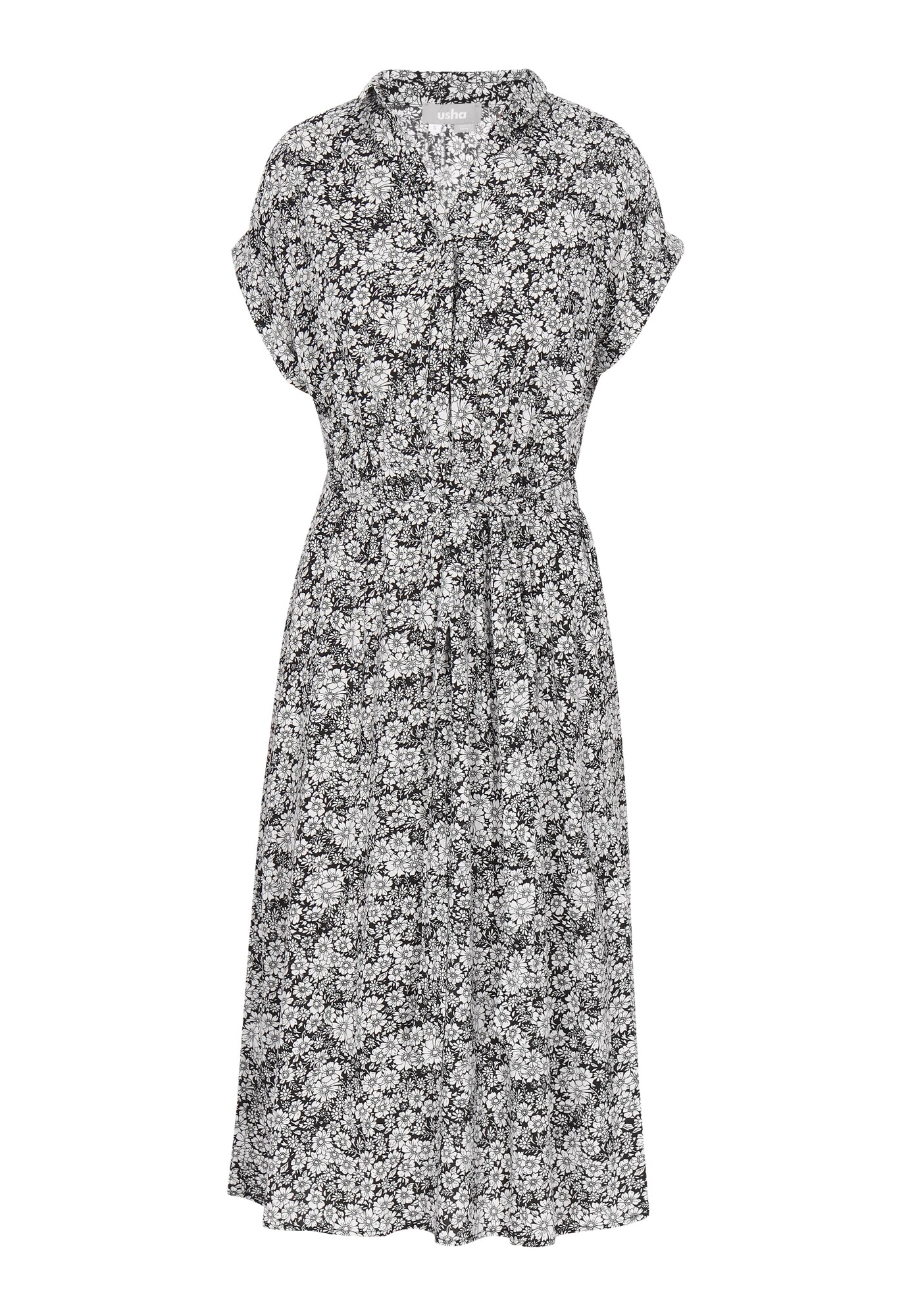 Usha Vestido camisero  negro / blanco