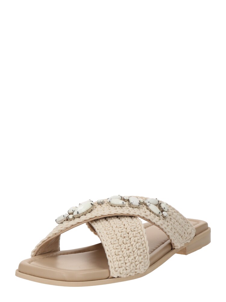 INUIKII Pantolette Damen Größe 36 ecru / silber / perlweiß