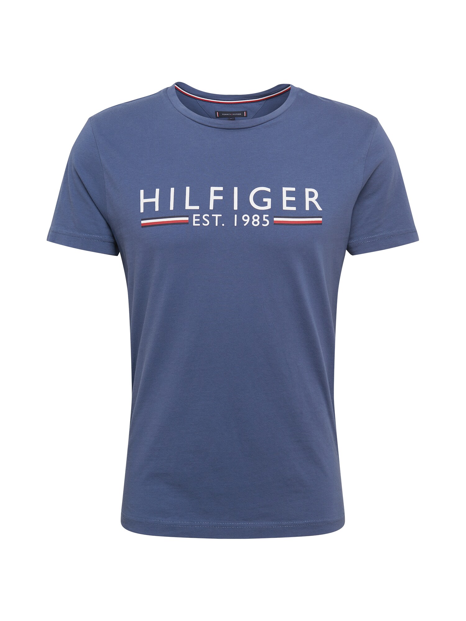 TOMMY HILFIGER Marškinėliai  melsvai pilka / balta / raudona