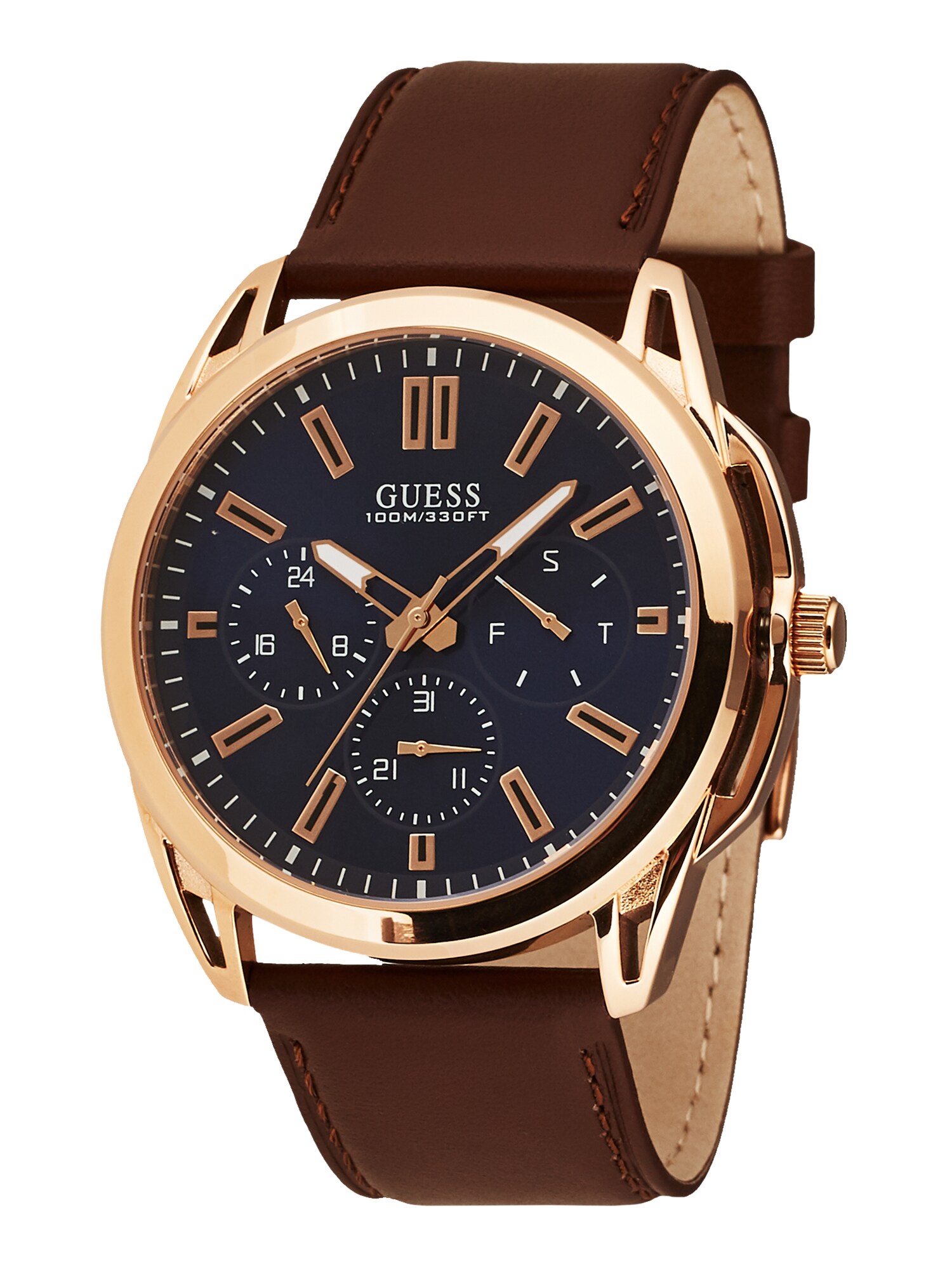 GUESS Analoginis (įprastinio dizaino) laikrodis 'VERTEX'  ruda / mėlyna