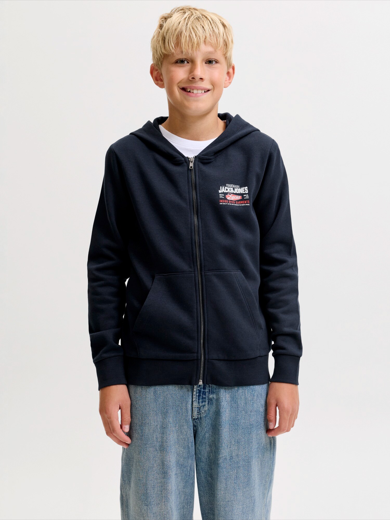 Jack & Jones Junior Tepláková bunda  námornícka modrá / svetločervená / biela