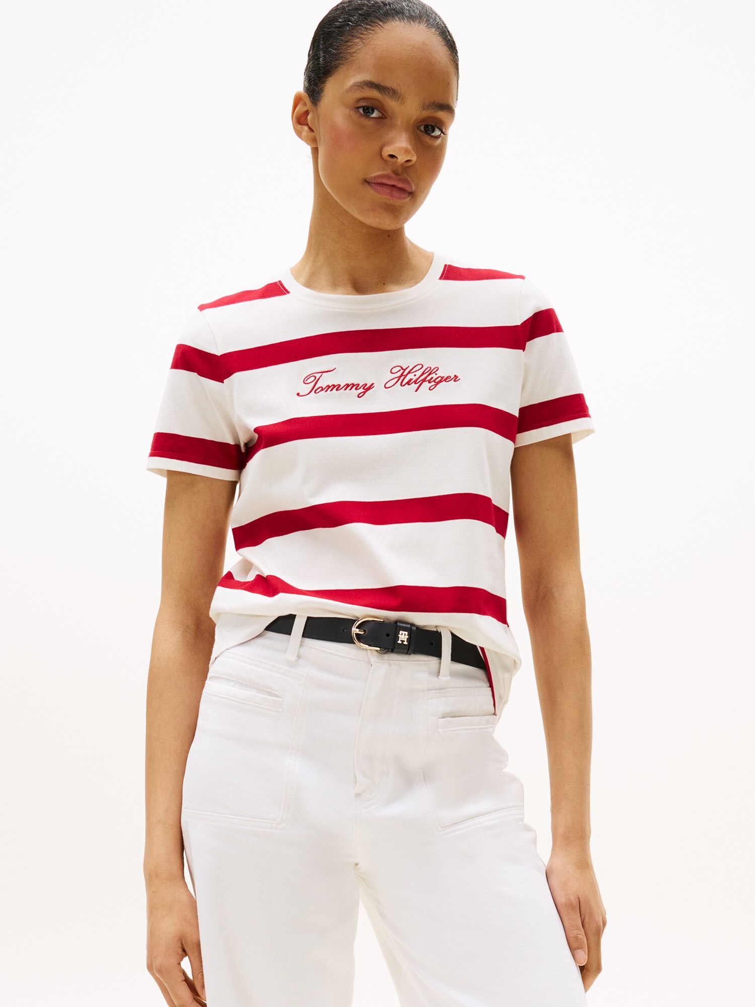 TOMMY HILFIGER Póló  tűzpiros / fehér termék 2. képe