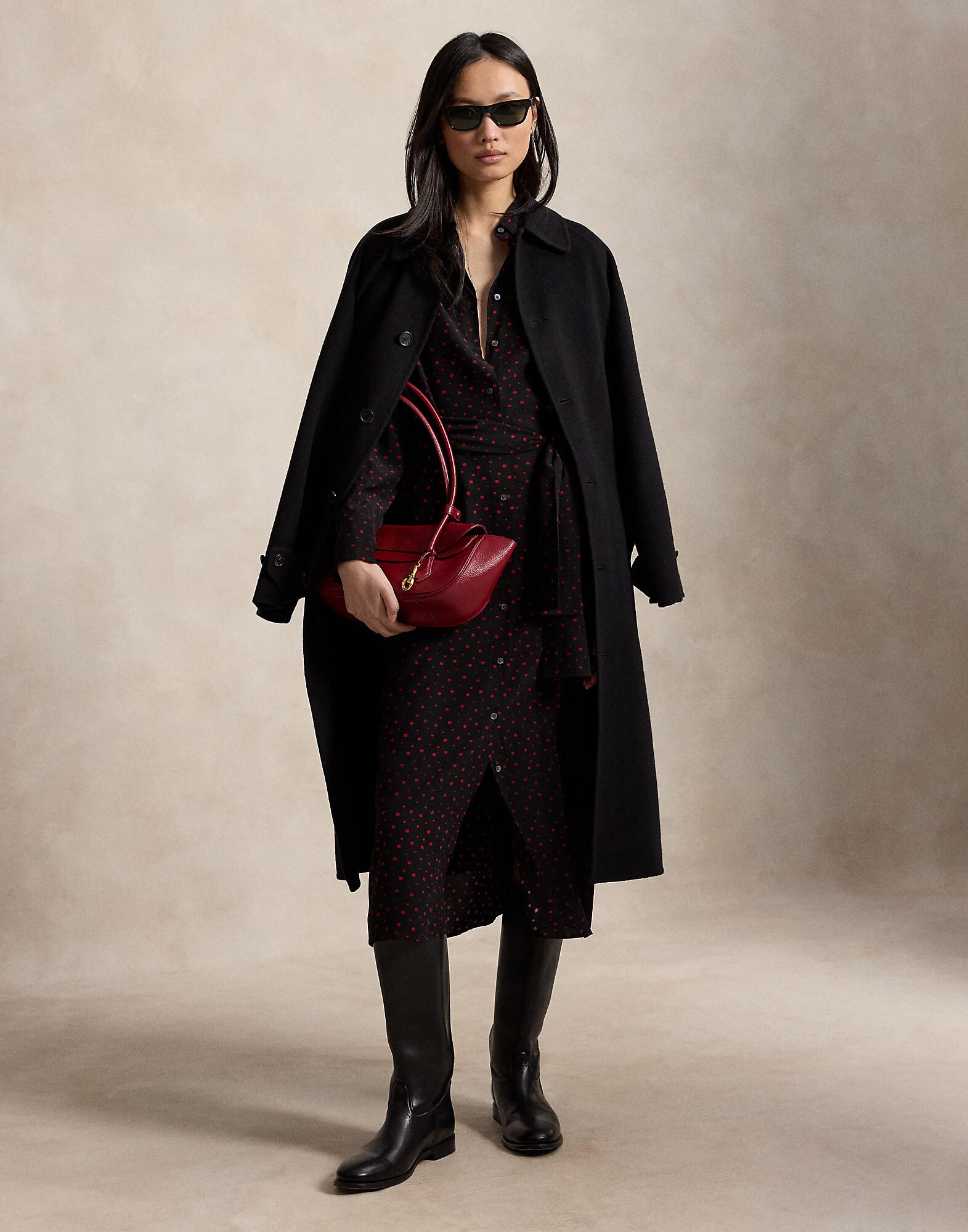 Polo Ralph Lauren Vestido camisero  rojo / negro – imagen 4