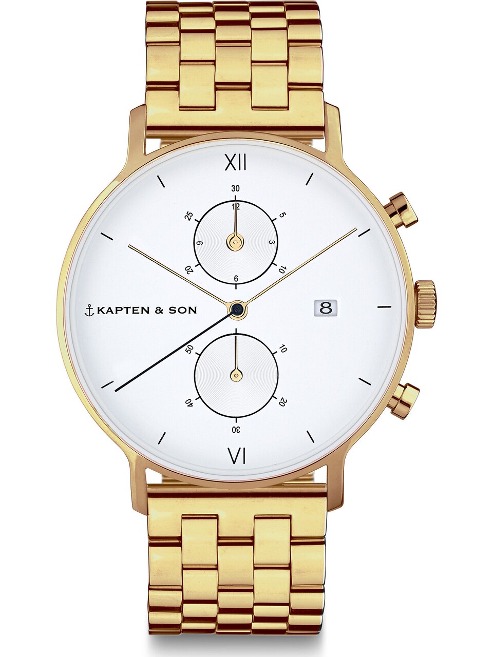 Analog klocka 'Chrono Small Gold Steel'