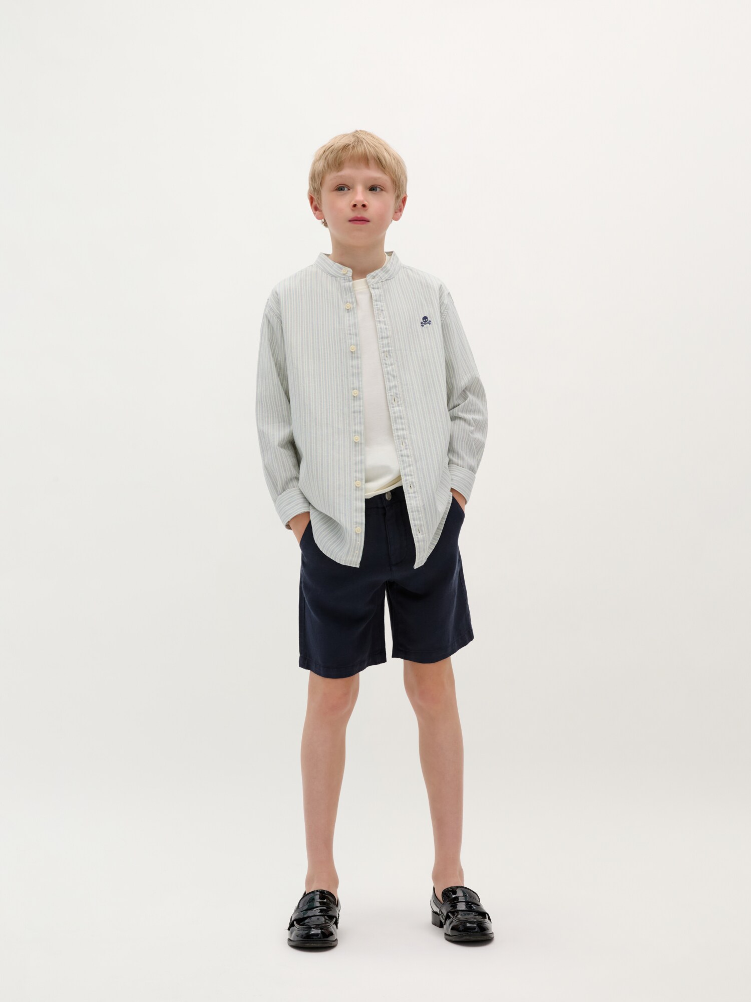 Thumbnail - Scalpers Mao Vintage Stripes Shirt Kids