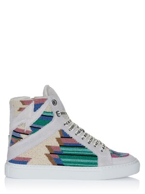 Zadig & Voltaire Zapatillas deportivas altas 'Zadig & Voltaire HIGH FLASH FOLK BEADS Sneaker weiß'  blanco
