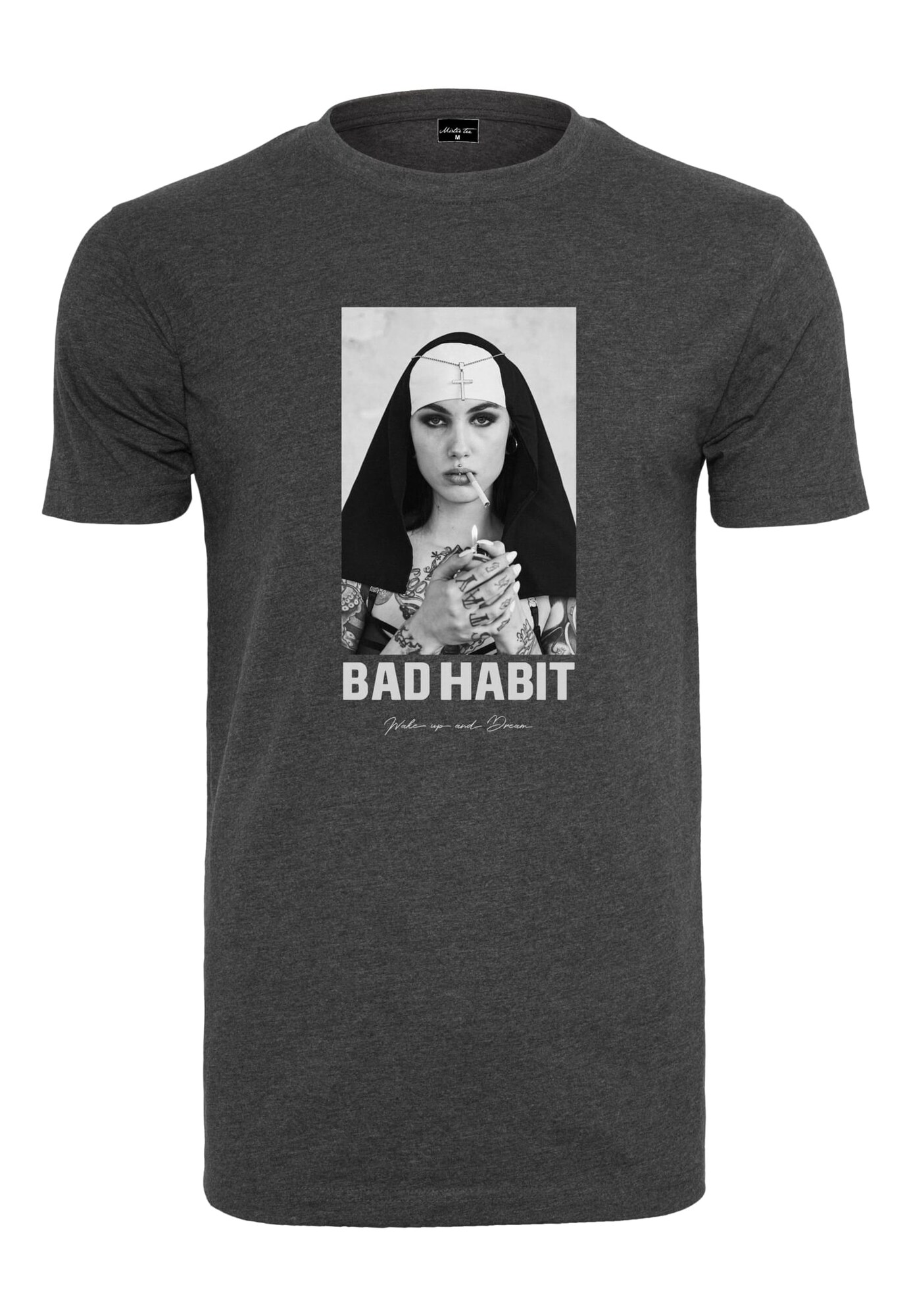 Mister Tee Póló 'Bad Habit'  sötétszürke / fekete / fehér akciós termékkép 1