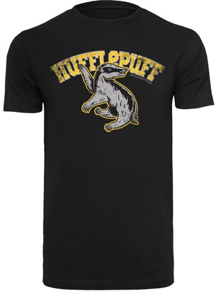 F4NT4STIC Shirt ‘Harry Potter Hufflepuff Sport Emblem’ Geel / Grijs / Zwart