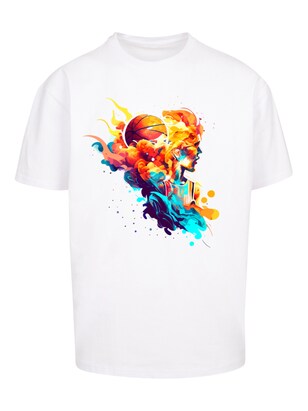 F4NT4STIC Shirt ‘Basketball Sports Collection – Abstract player’ Turquoise / Geel / Lila / Oranje / Wit