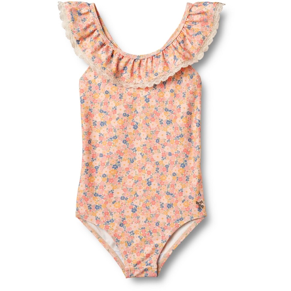 WHEAT Badeanzug Mädchen Größe 104 beige / blau / gelb / pfirsich