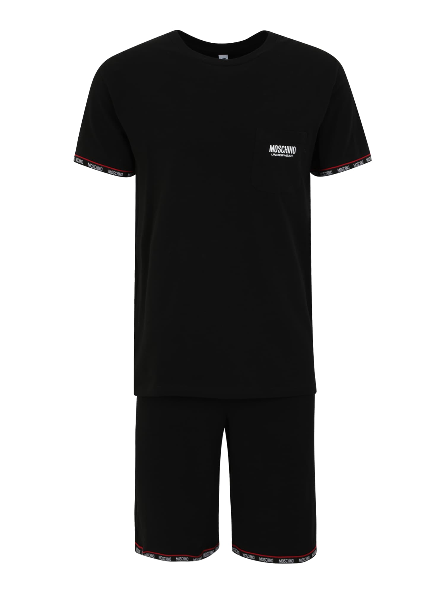 Moschino Underwear Trumpa pižama juoda / balta / raudona
