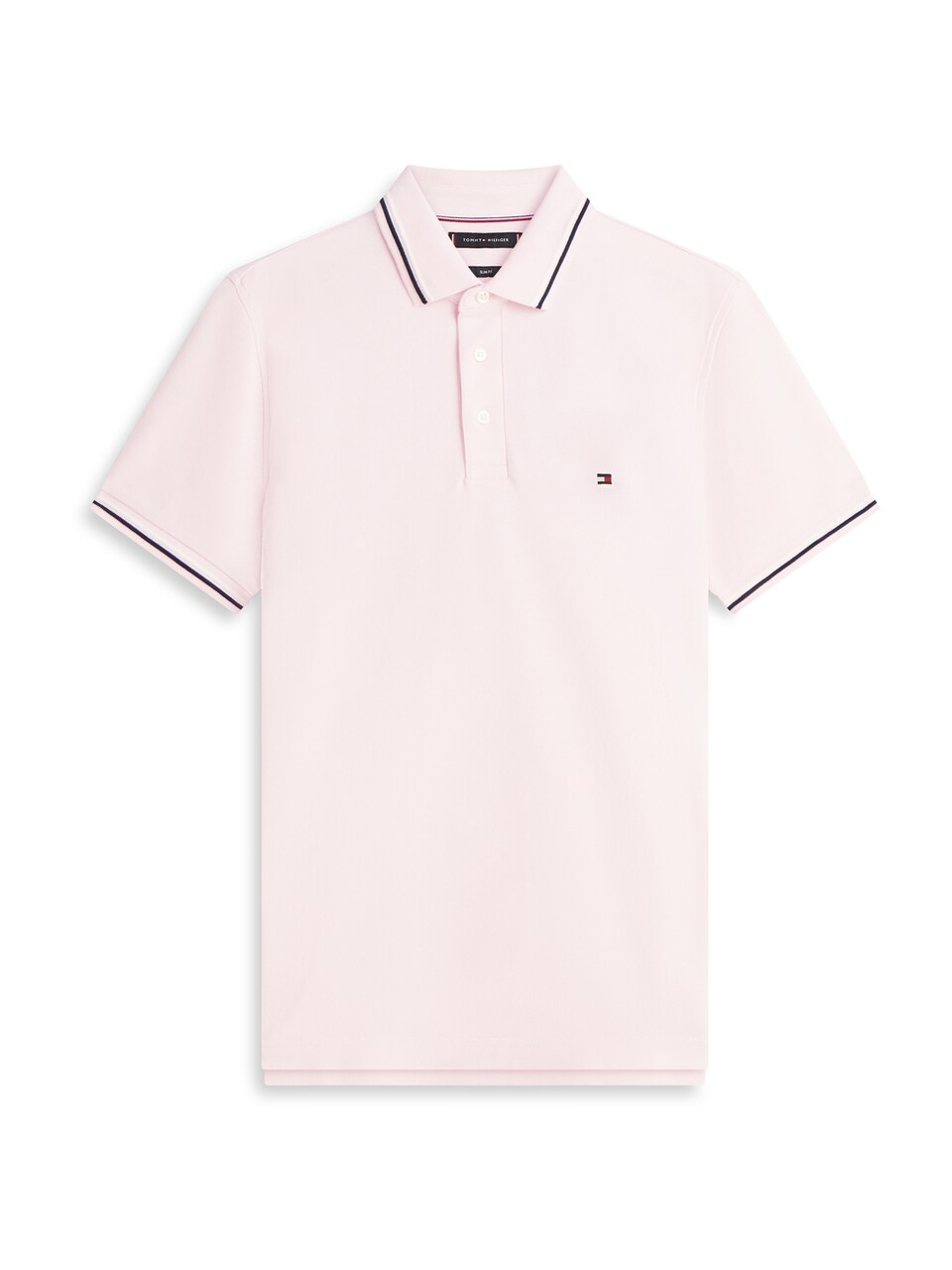 T-shirt 'Slim Fit Tipped' pastellrosa / röd / svart