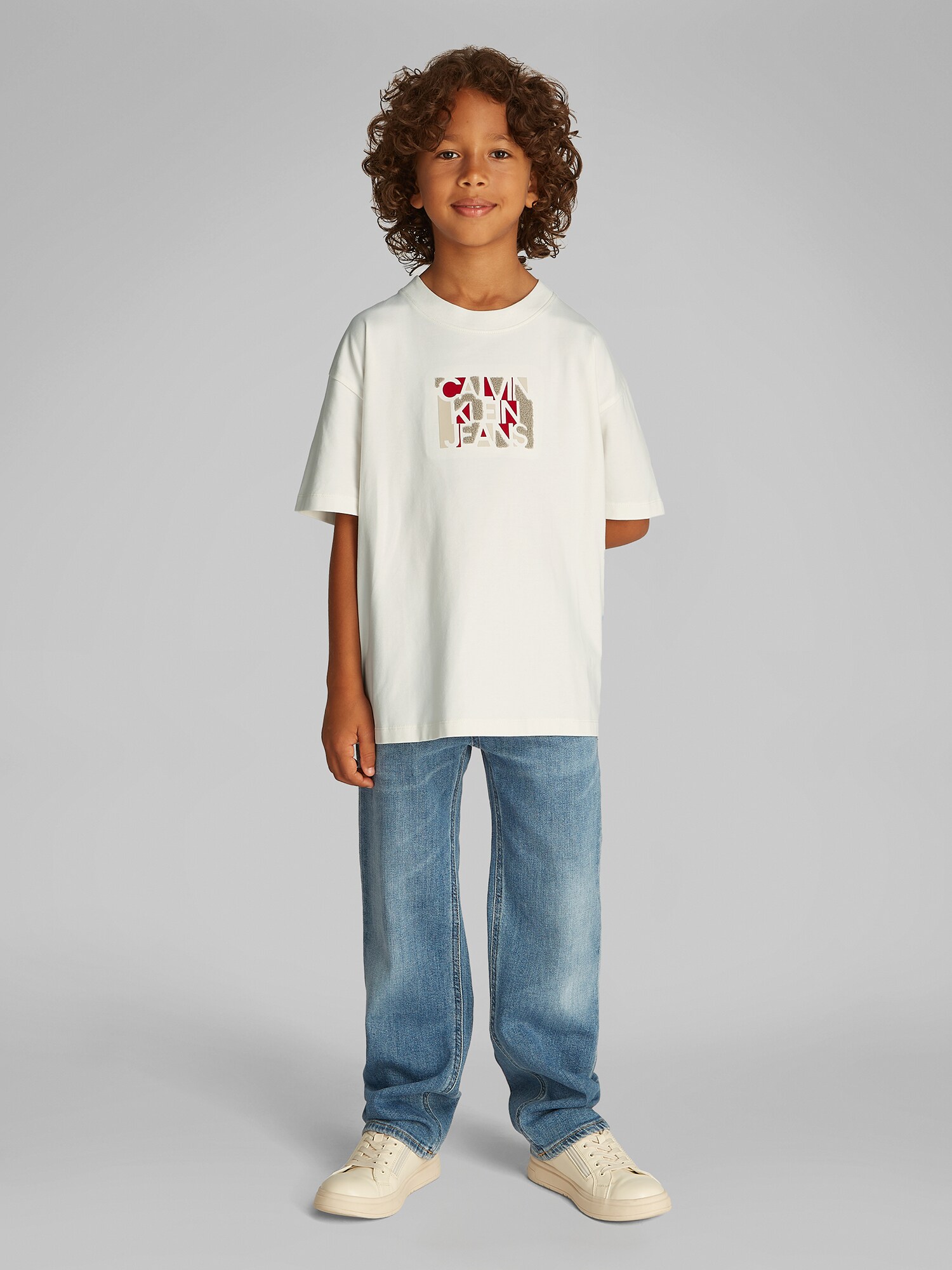 Calvin Klein Jeans Póló  bézs / krém / piros / fehér termék 2. képe
