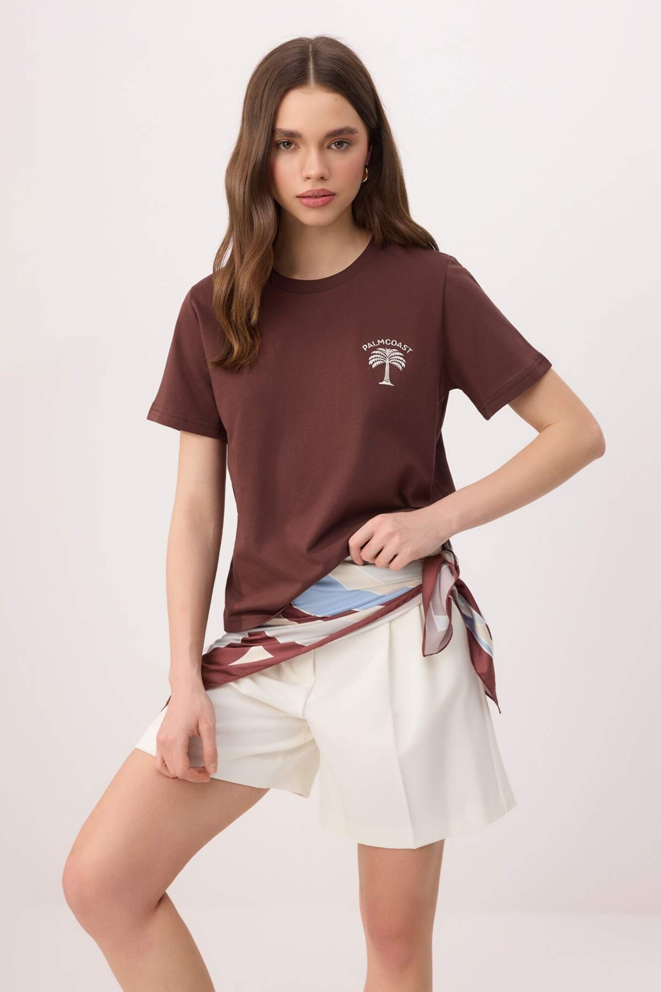 Trendyol Tricou crem / maro