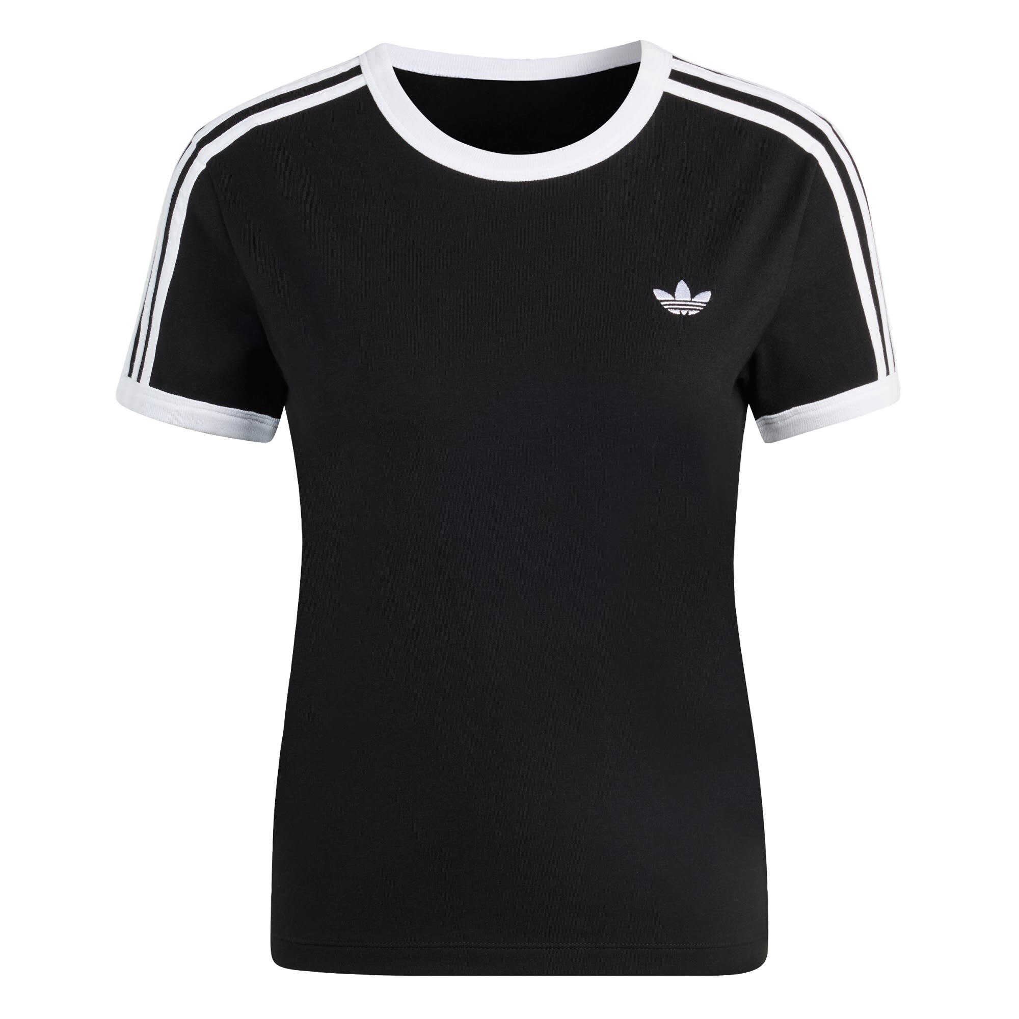 ADIDAS ORIGINALS Tricou 3 Stripes Slim  negru / alb