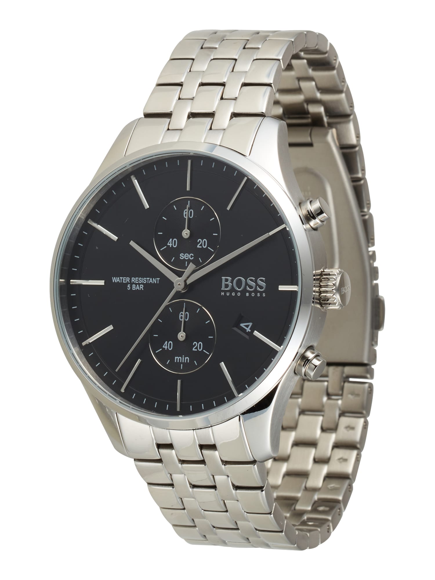 BOSS Black Analoginis (įprasto dizaino) laikrodis 'ASSOCIATE' sidabrinė / juoda