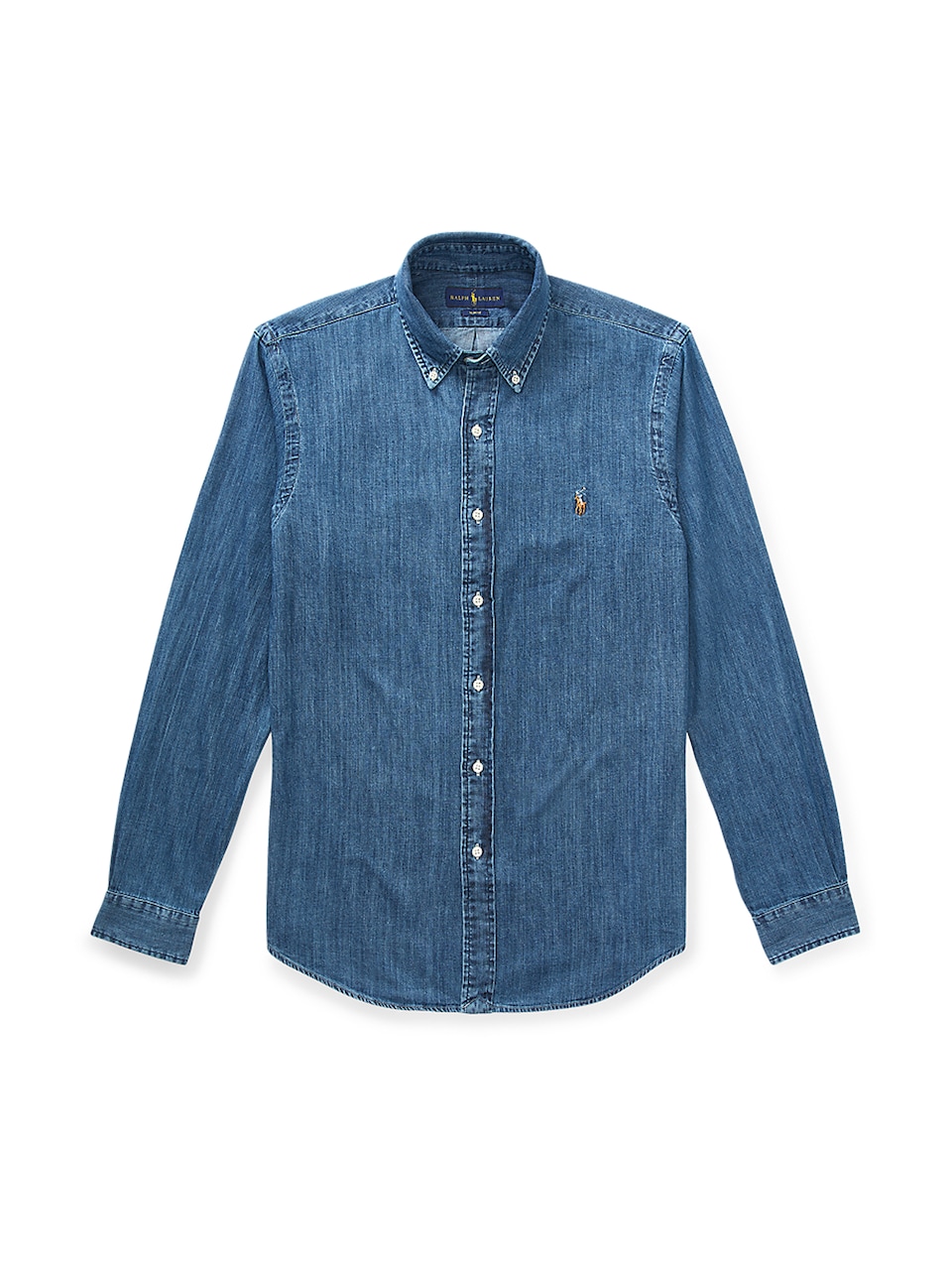 Skjorta blå denim / konjak