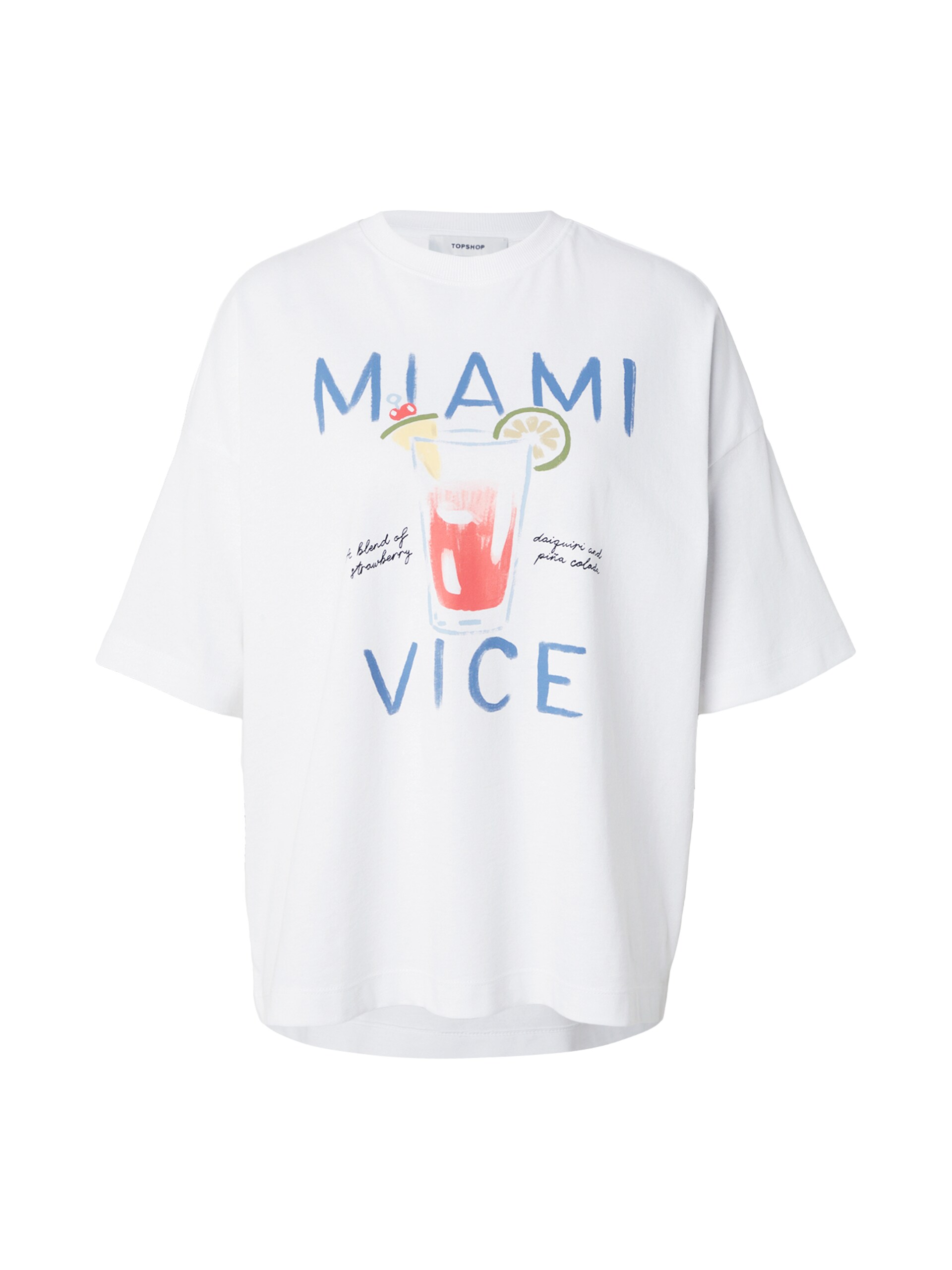 TOPSHOP T-shirt 'PREMIUM' safir / grön / pitaya dam