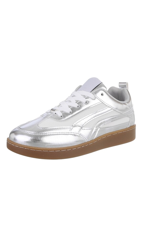 Ital-Design Sneaker Damen Größe 38 silber / weiß