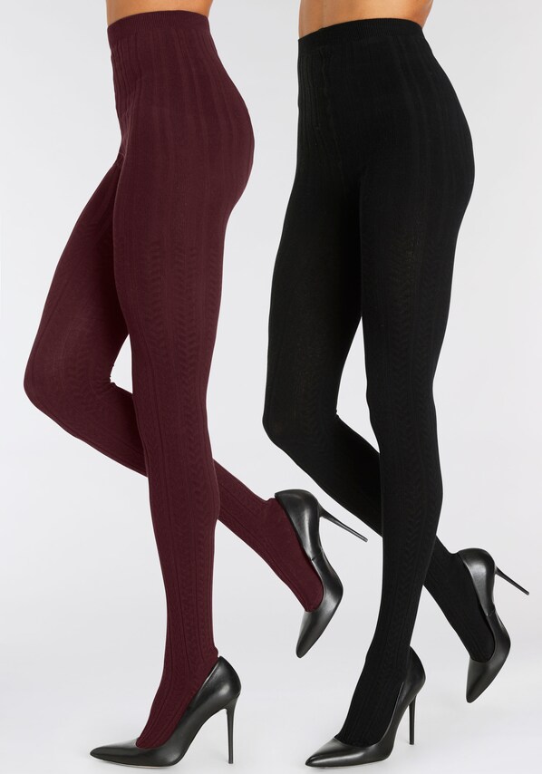 LASCANA, Harisnyanadrág, lila & fekete, 7 kép a 8 közül