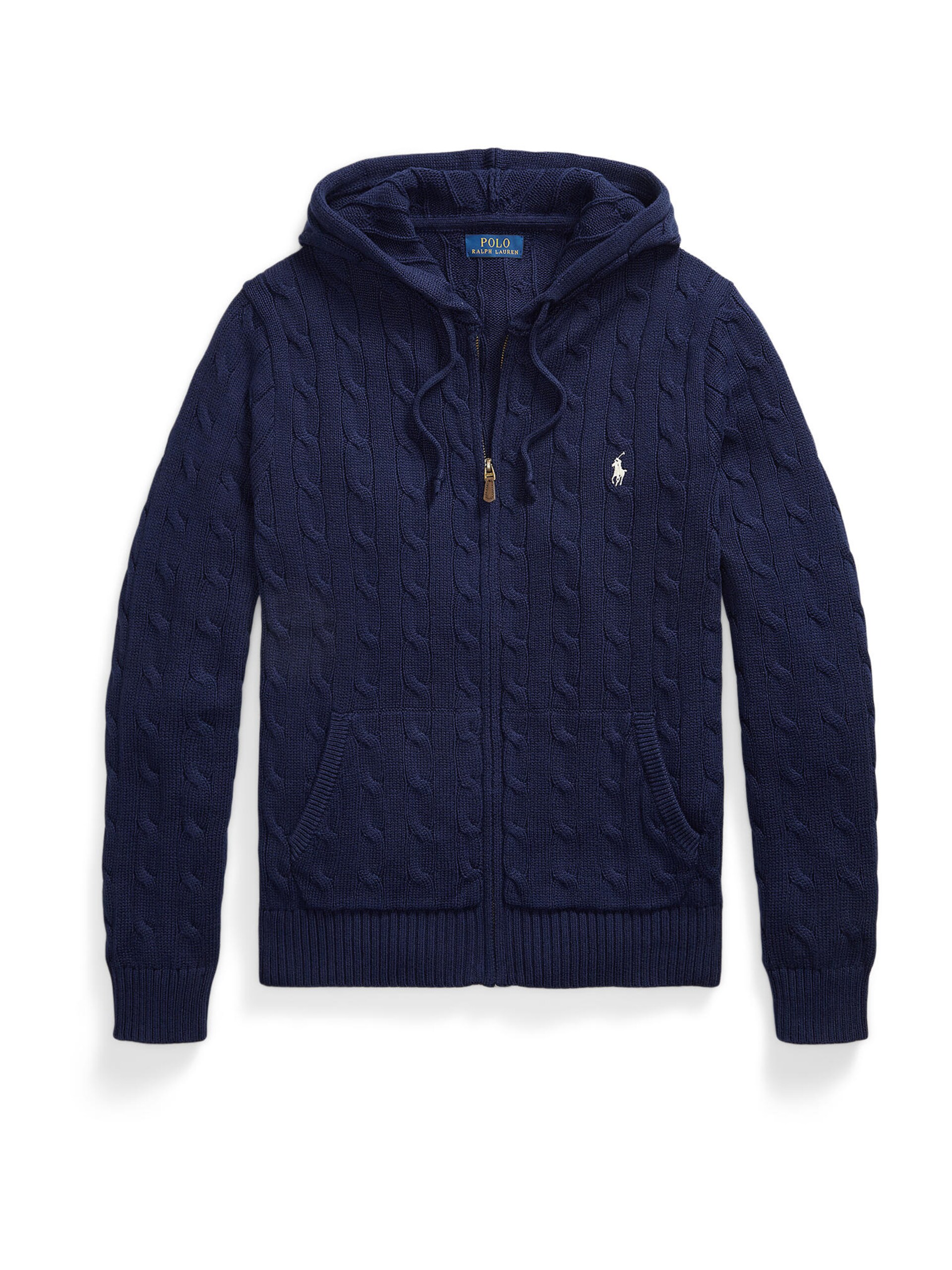 Polo Ralph Lauren Kabelstickad tröja i marinblå bomull herr – bild 2