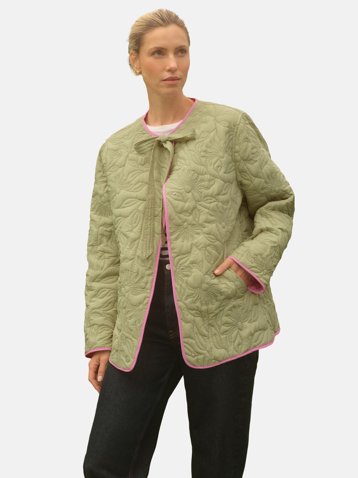 love & roses Geacă de primăvară-toamnă  verde / roz deschis