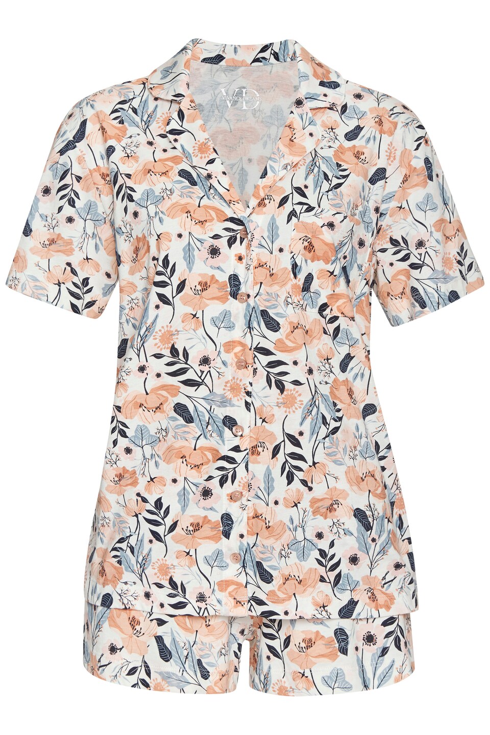 Pyjamas 'Dreams' kräm / marinblå / ljusorange