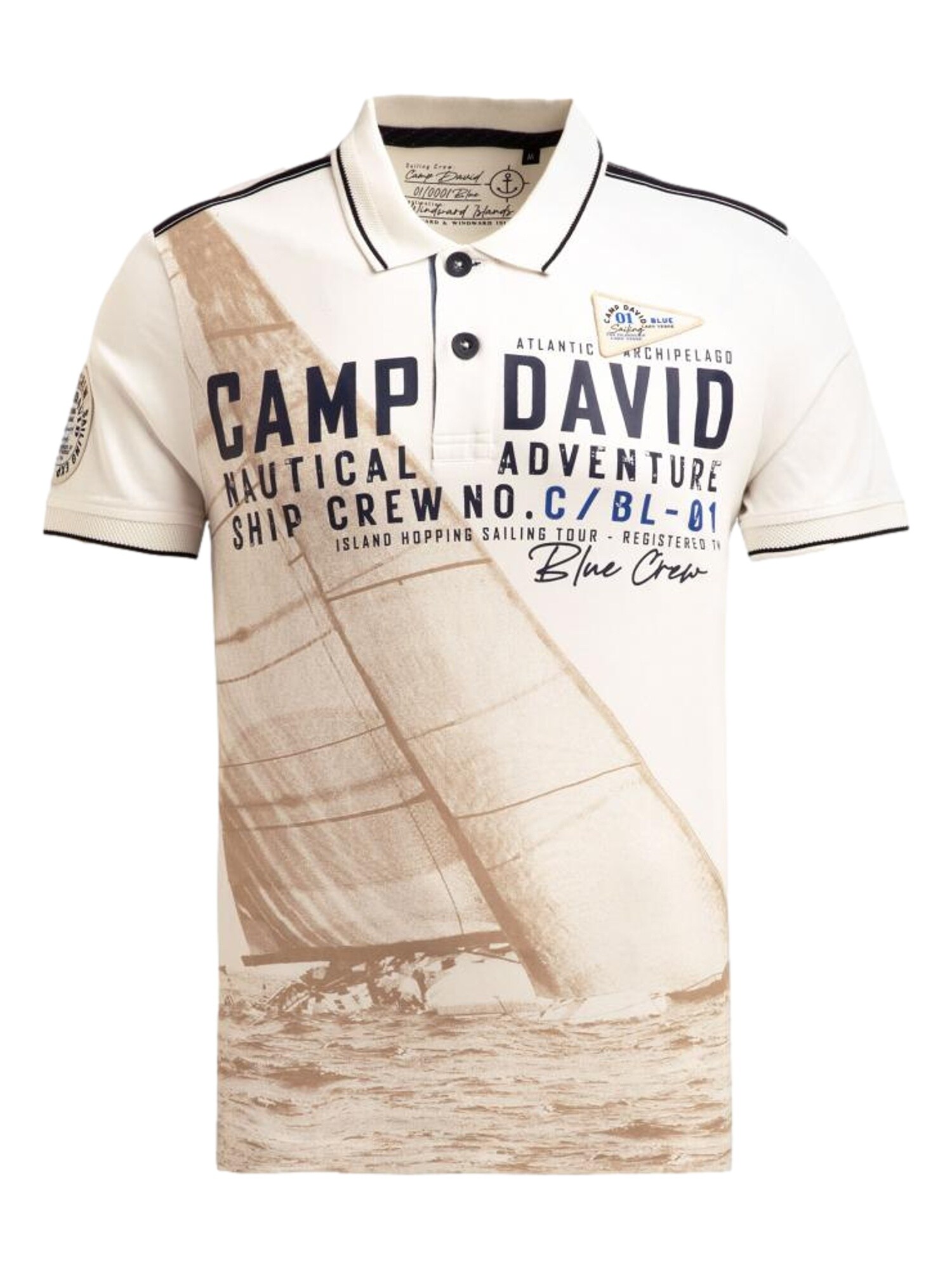 CAMP DAVID Tricou  maro cămilă / negru / alb