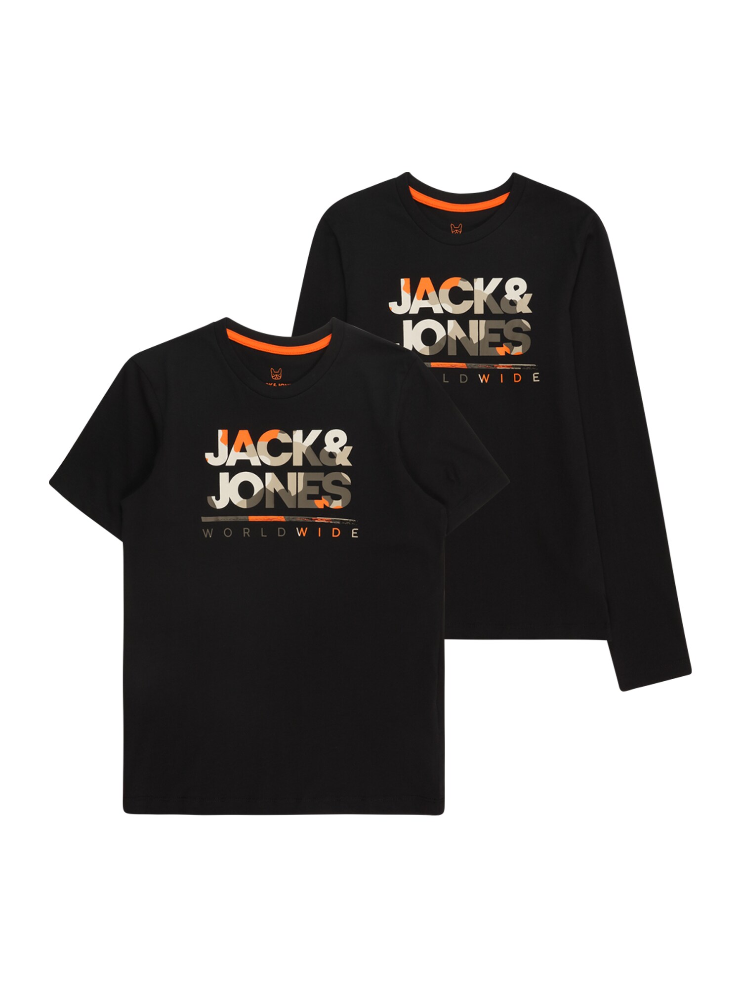 Jack & Jones Junior Tričko 'JJLUKE'  tmavosivá / oranžová / čierna / biela