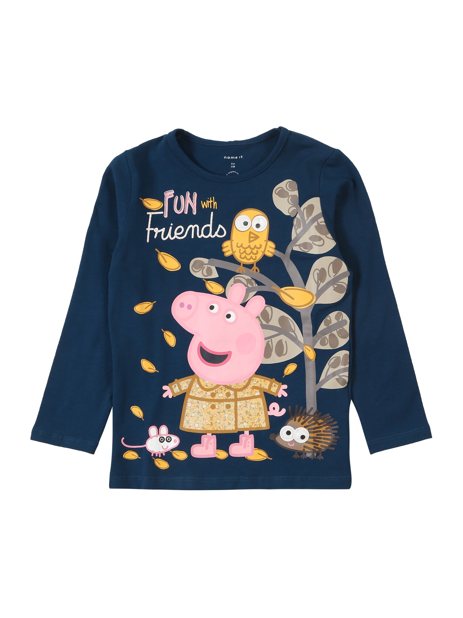 NAME IT Marškinėliai 'PEPPAPIG LINA'  tamsiai mėlyna / rusvai žalia / rožinė / garstyčių spalva / aukso geltonumo spalva