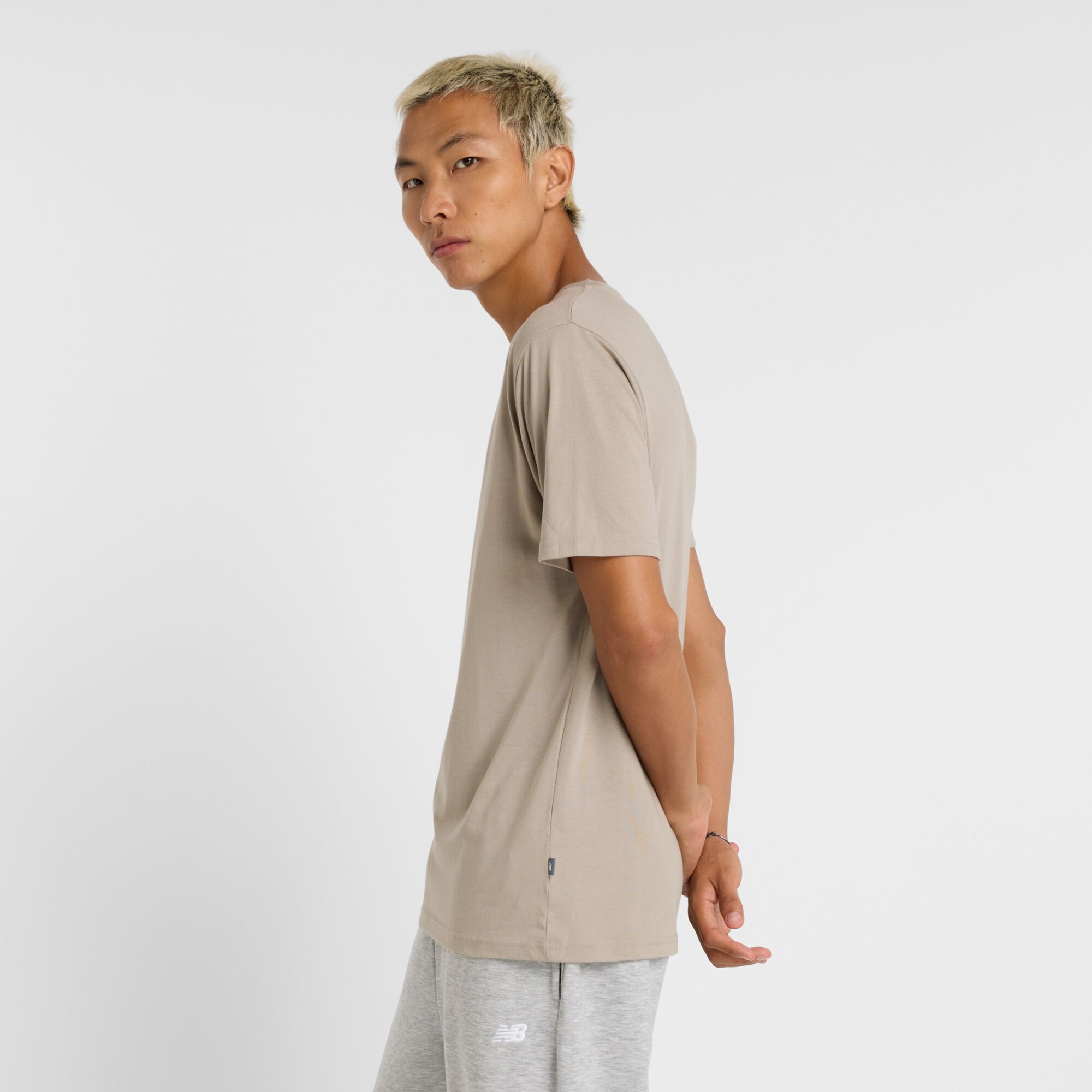 New balance Camiseta 'Heathertech Linear' piedra / gris oscuro – imagen 2