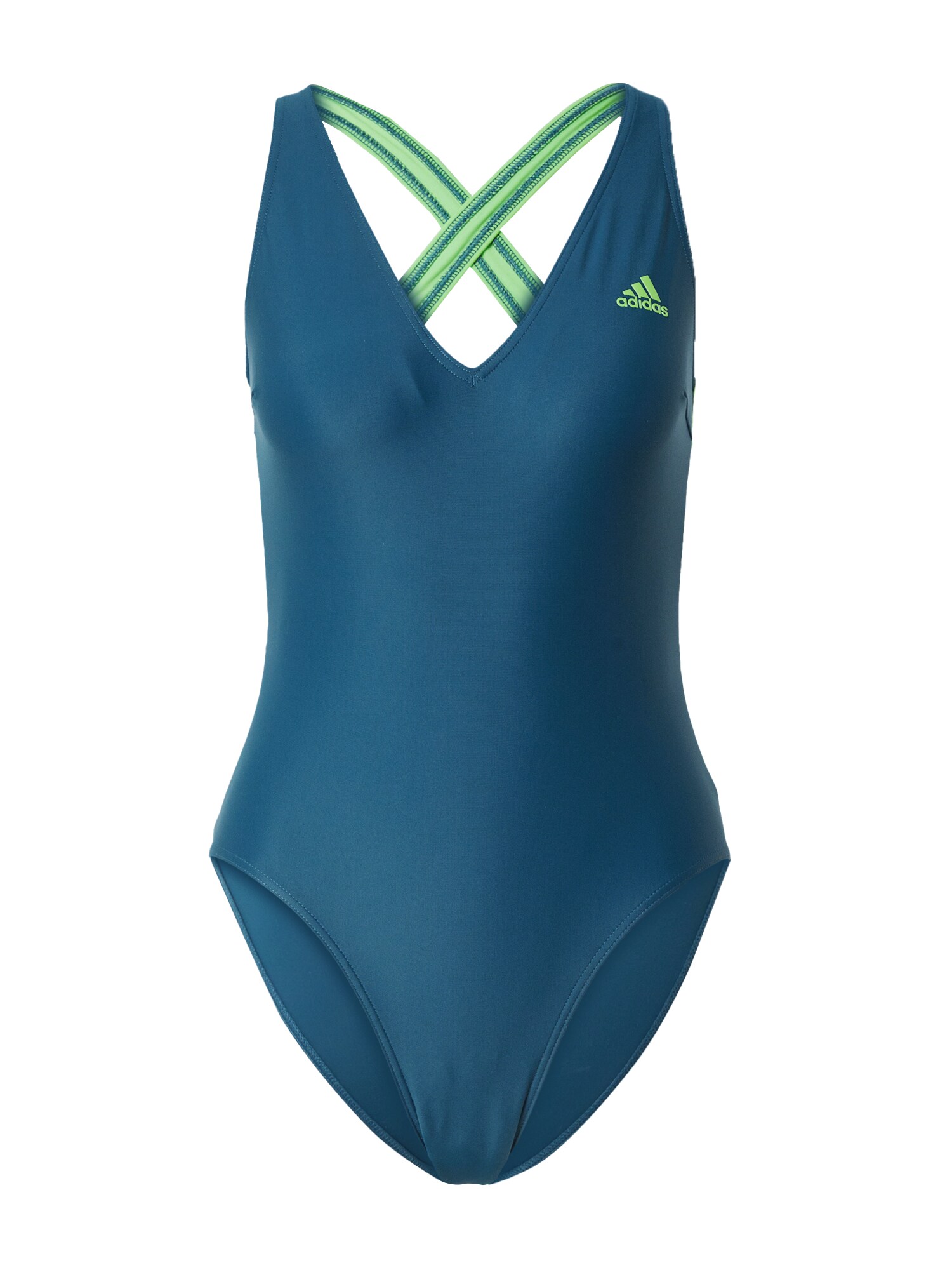 ADIDAS SPORTSWEAR Športové jednodielne plavky '3-Stripes'  petrolejová / neónovo zelená