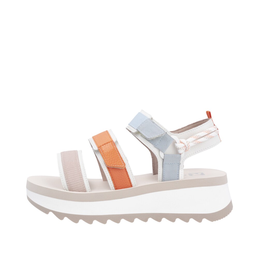 Rieker Sport Sandale 'Adelaide' Damen Größe 41 beige / pastellblau / dunkelorange / weiß