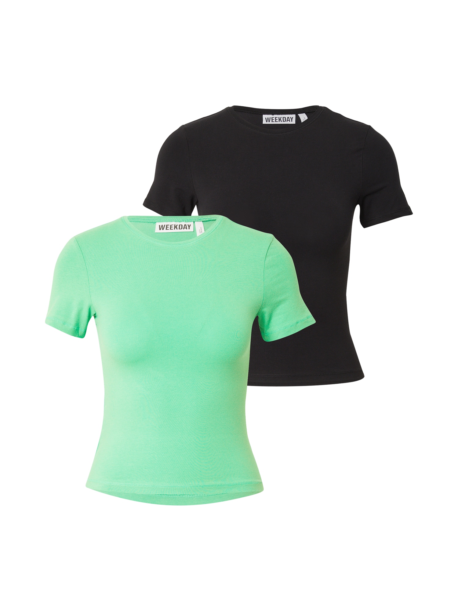 WEEKDAY Tricou  verde deschis / negru