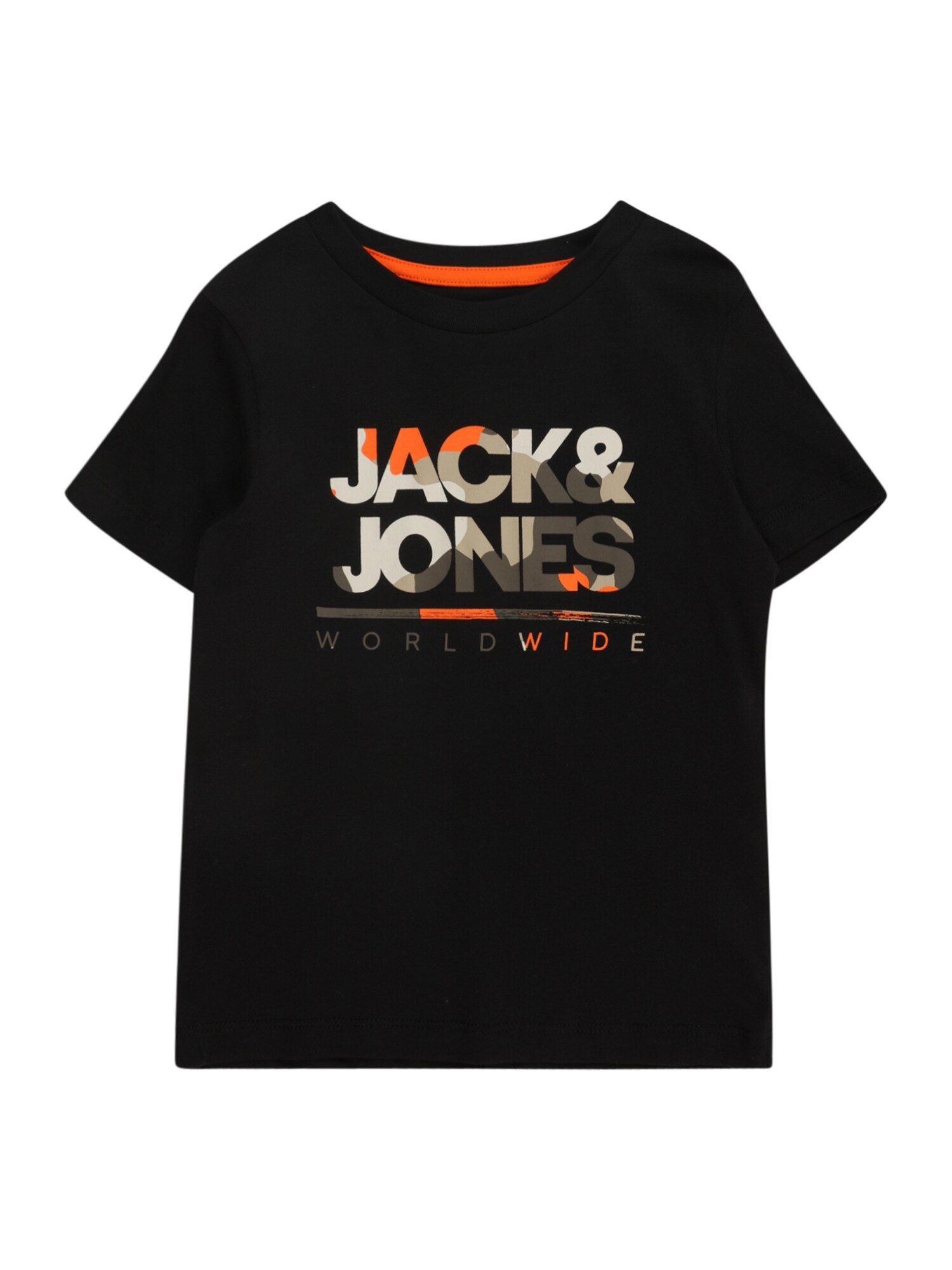 Jack & Jones Junior Tričko 'JJLUKE'  sivá / tmavosivá / oranžová / čierna