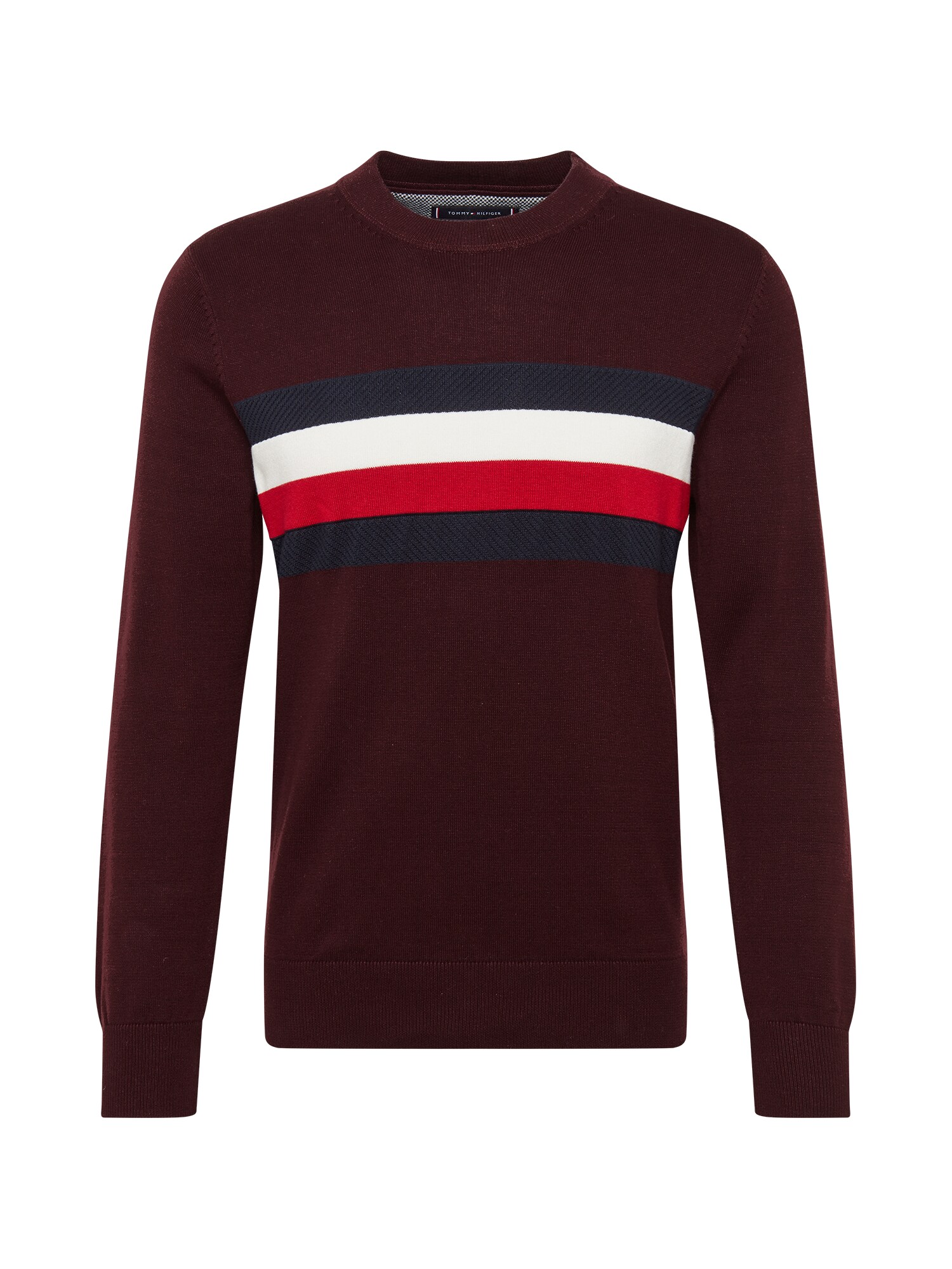 TOMMY HILFIGER Megztinis be užsegimo  vyšninė spalva / balta / raudona / nakties mėlyna