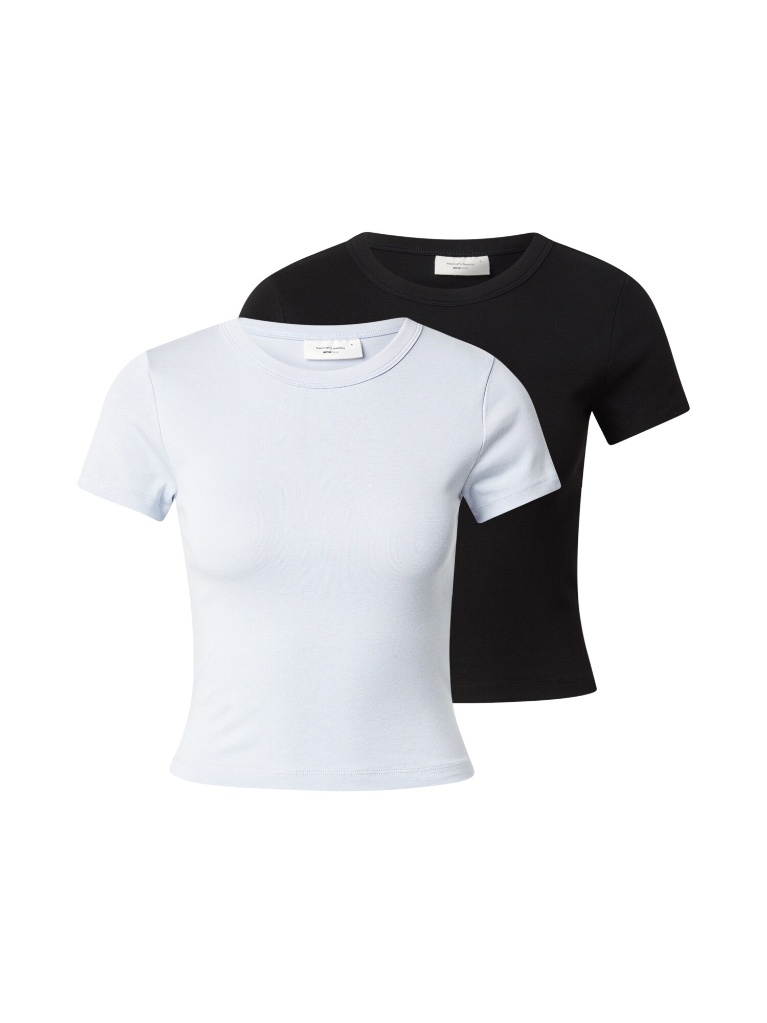 Gina Tricot Tricou  albastru pastel / negru