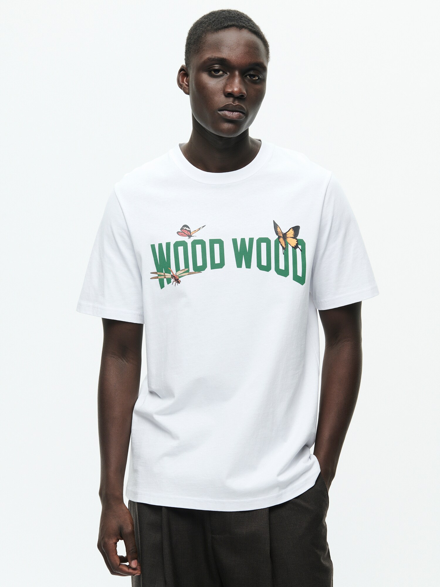 WOOD WOOD Póló 'WWBobby'  nád / világos narancs / fekete / fehér termék 2. képe