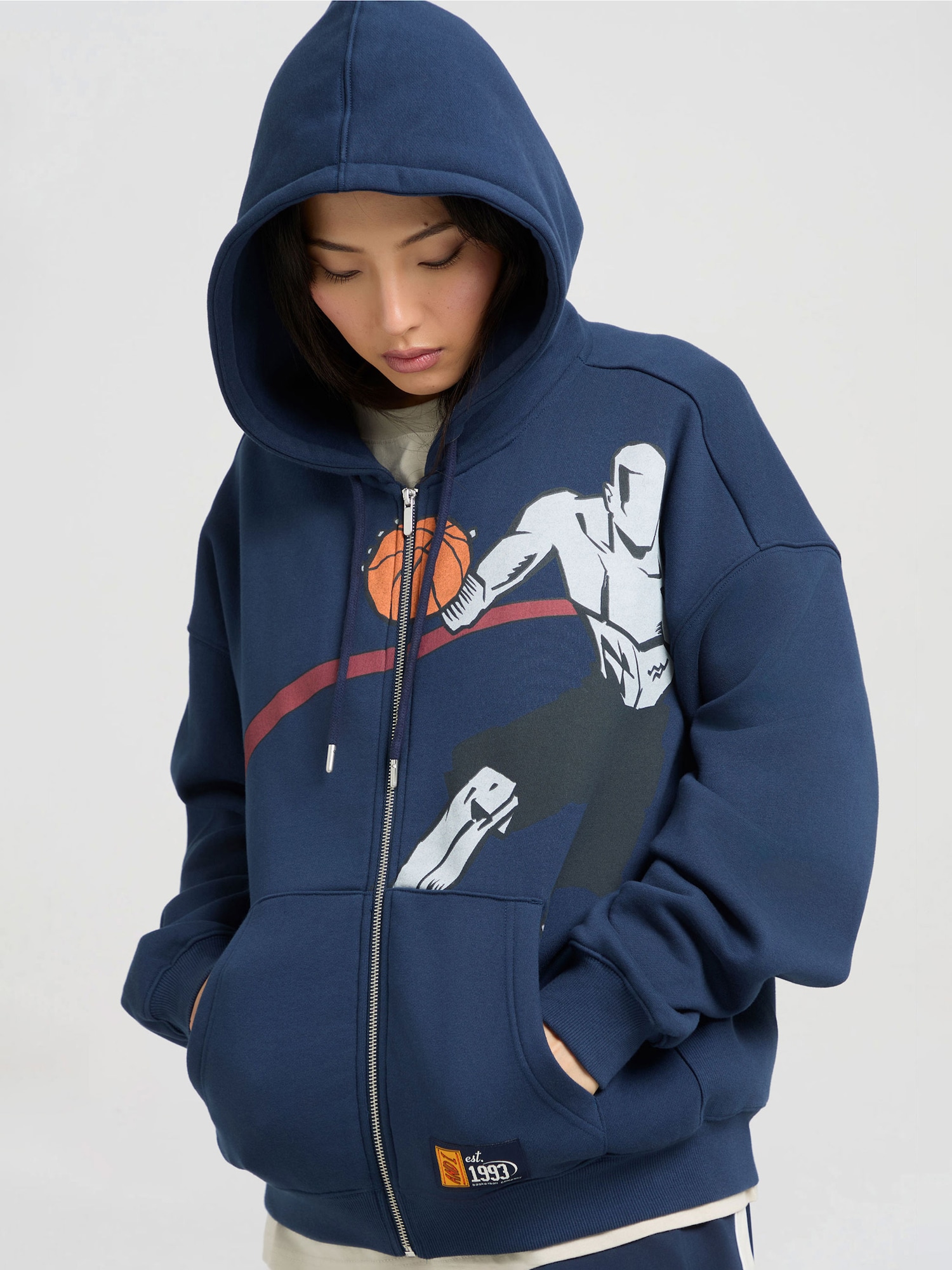 AND1 Sudadera con cremallera 'Gremium vor Gericht'  marino / gris claro / naranja / rojo – imagen 4