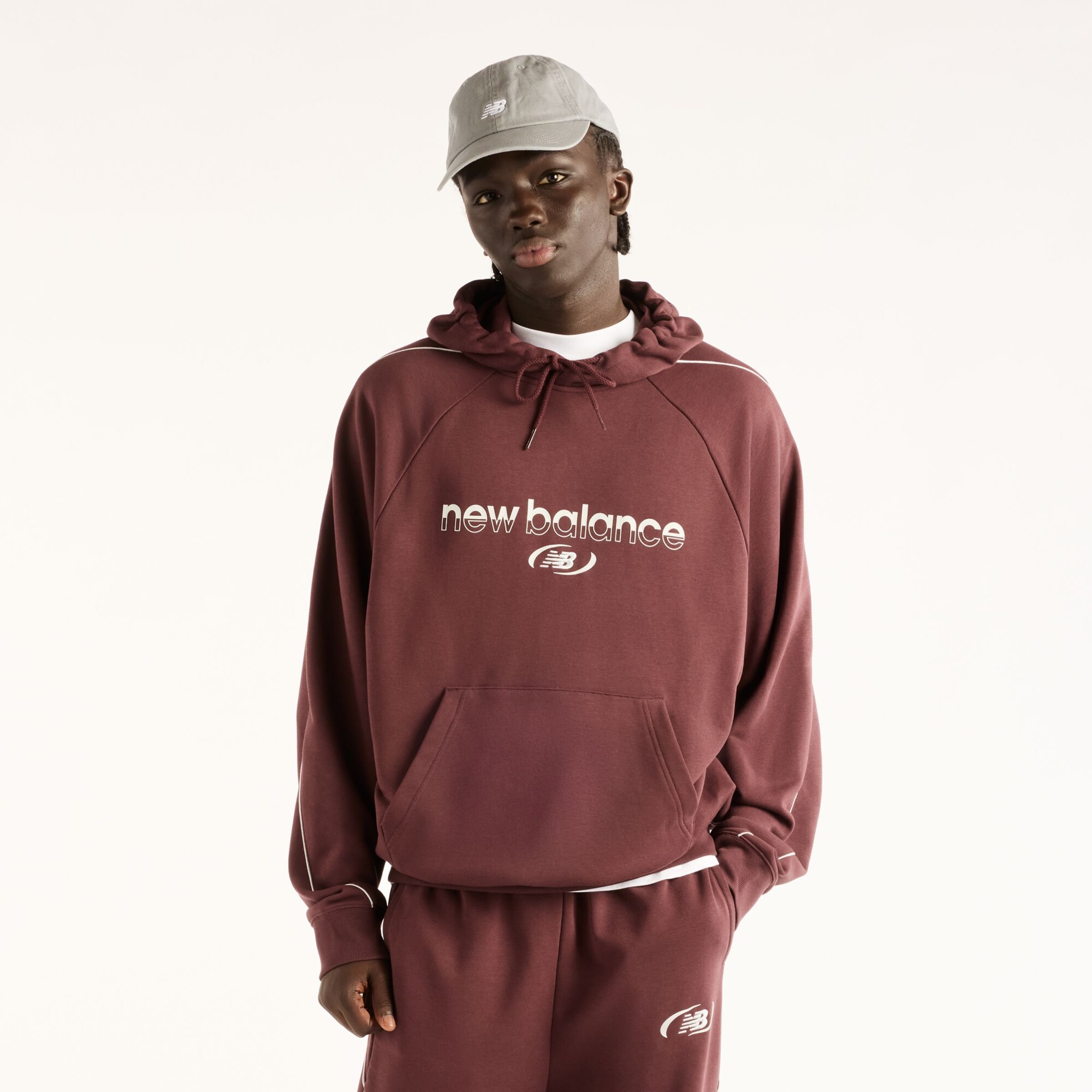 New balance Sudadera  rojo vino / blanco
