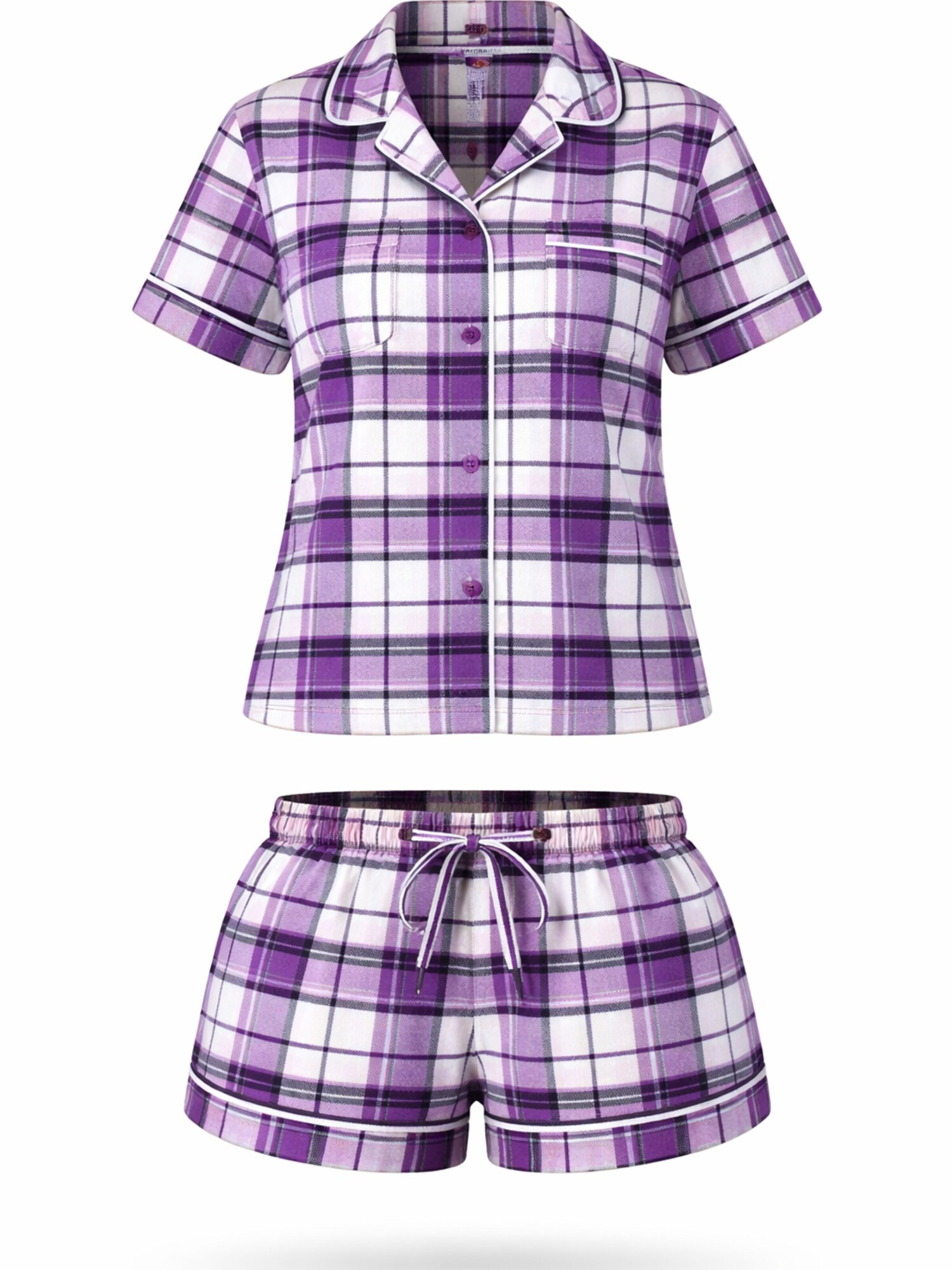 LEAFLETIC Shorty 'Leafletic Women’s Check Night Wear Short Set for Women'  lilla sfumato