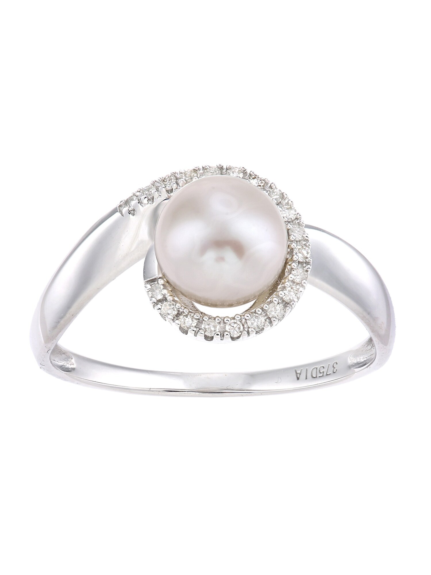 DIAMANT LETERNEL Prsten 'Ring aus 375 Weißgold mit 0.08 Karat Diamant mit Perle' srebro