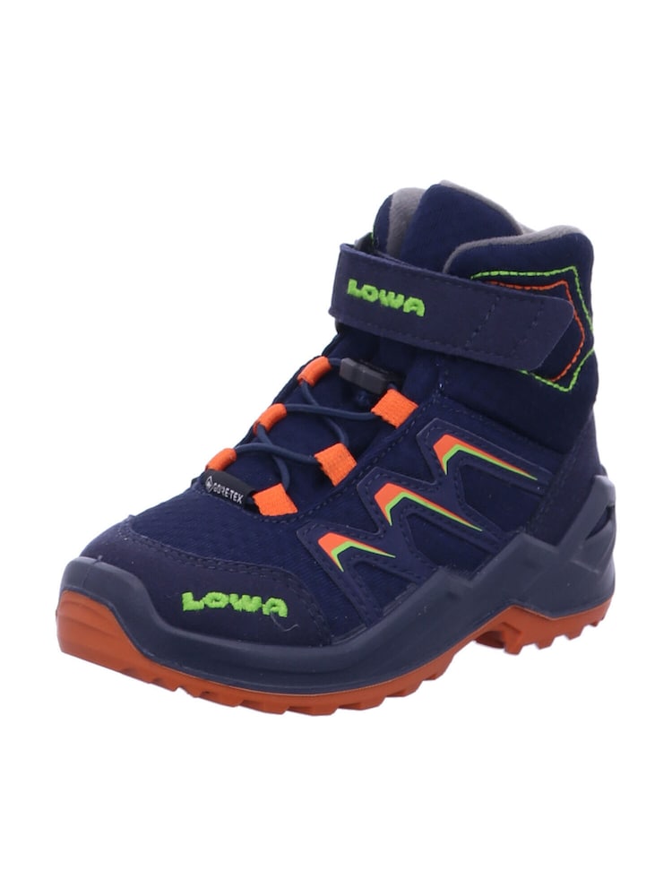 LOWA Boots 'Maddox Warm GTX Mid Jr' Mädchen Größe 25 dunkelblau / grün / orange